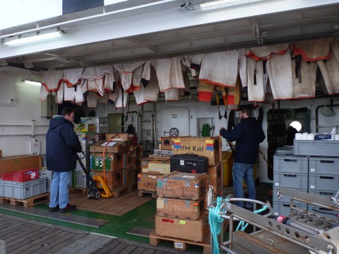 Weather gear washed, boxes packed, ready for Kiel! Photo: Jan Dierking