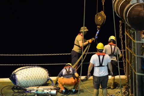 Deployment of the 2D system. <em> Déploiement du dispositif 2D. Photo: Elodie Lebas