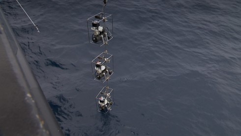 Three In Situ Pumps ready to get lowered to bottom waters at 4100 m water depth (photo: Manfred Schulz TV & Film)