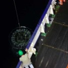 Deployment of the stainless steel CTD Rosette frame (photo by Veit)