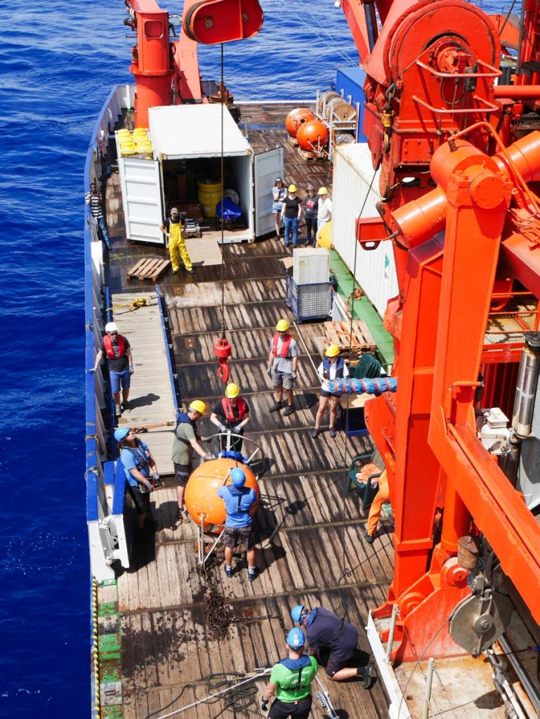 View of the working deck of RV METEOR. Photo by Martin Visbeck