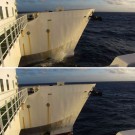 Wave action of the port-side bow. (Photos by Meike)