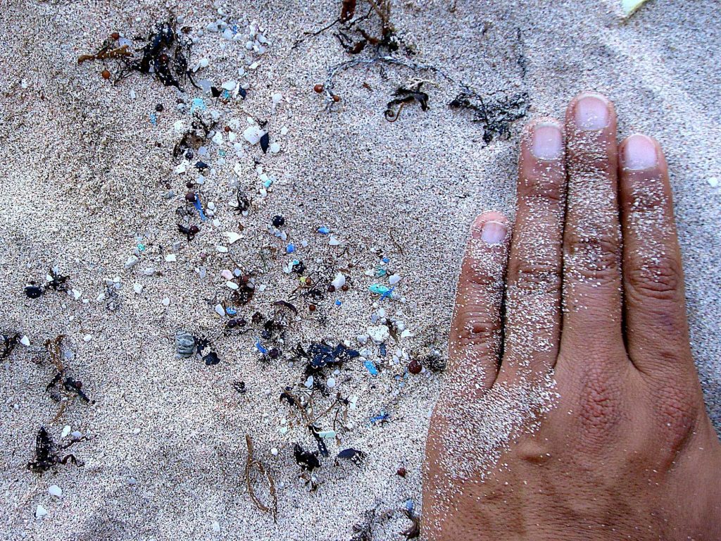 Mikroplastik am Strand der Osterinsel. Das Mikroplastik, das sich hier ansammelt, stammt aus dem Zerfall großer Plastikteile auf See. So hoch wie auf diesem Bild ist die Belastung mit Mikroplastik an unseren Küsten zum Glück nicht. Foto: Valeria Hidalgo-Ruz