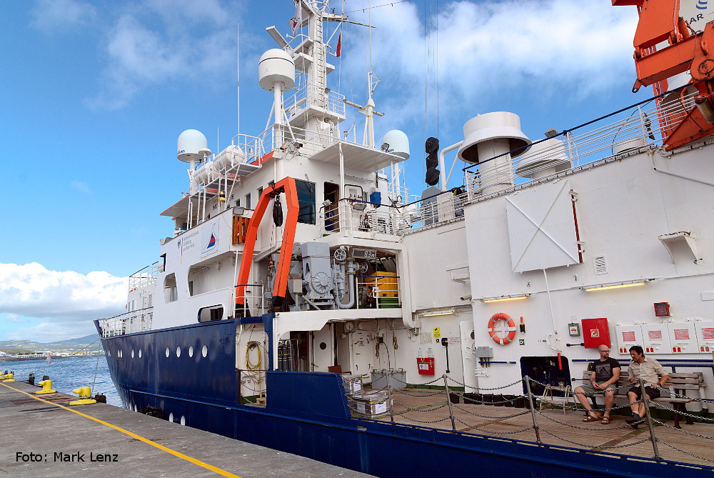 Die FS POSEIDON im Hafen von Ponta Delgada auf den Azoren. Foto: Mark Lenz/GEOMAR