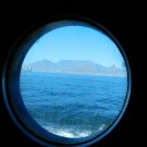 Leaving Cape Town- Bull´s eye view from the mess room of FS Meteor on the first day of MyScience-Cruise
