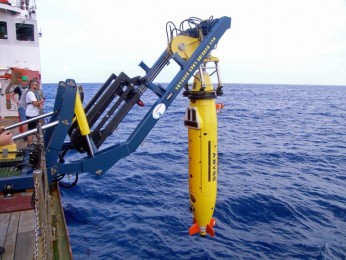 AUV ABYSS auf FS SONNE während einer Expedition ins Woodlark Becken (Papua-Neuguinea) im November 2009. (Foto: AUV-Team, GEOMAR)