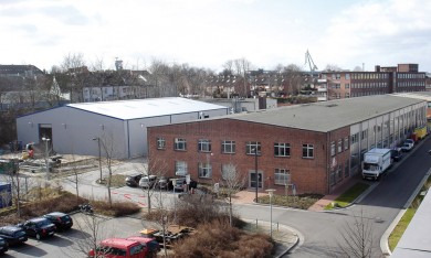 Das Technik- und Logistik-Zentrum am Ostufer-Standort in der Wischhofstraße (Foto: GEOMAR)