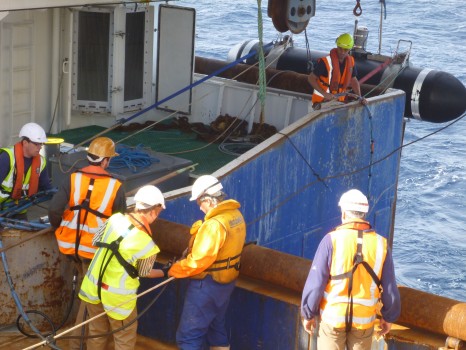 An Bord des Neuseeländischen Forschungsschiffes "Tangaroa". Foto: Sebastian Krastel