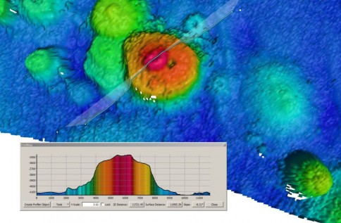 Seamounts on the way to the CCZ. Bathymetric map created with the deep-water multibeam echosounder system of RV SONNE