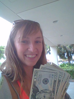 I'm so excited helding my first Dollars in my hands ;) Photo: H.C.