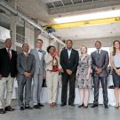 Opened the OSCM for scientific operation (from left to right): Prof. Dr. Martin Visbeck (GEOMAR), Carlos Évora Rocha (National Director of Maritime Economy of the Republic of Cabo Verde), Pedro Gregorió Lopes Filho (architect), Prof. Dr. Arne Körtzinger (GEOMAR), Dr. Osvaldina Silva (President of the INDP), Augusto Neves (Mayor of São Vicente), Cordula Zenk (GEOMAR), Carlos Santos (Honorary Consul of Germany), Dr. Marie von Engelhardt (German Embassy in Dakar), Dr. Patrice Brehmer (IRD). Photo: Jan Steffen/GEOMAR