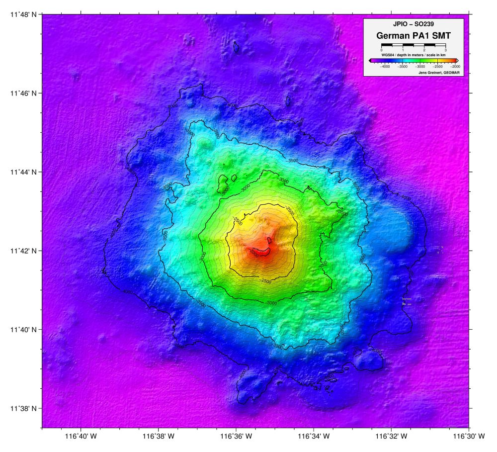 Bathymetric map created with the deep-water multibeam echosounder system of RV SONNE