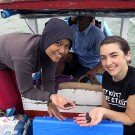 Nisa and Sinja collecting sea cucumbers