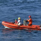 Mit dem Schlauchboot unterwegs zum Glider. Foto: Elisabeth Eßer