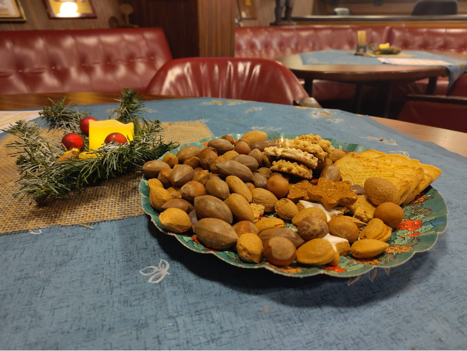 Christmas cookies and nuts.