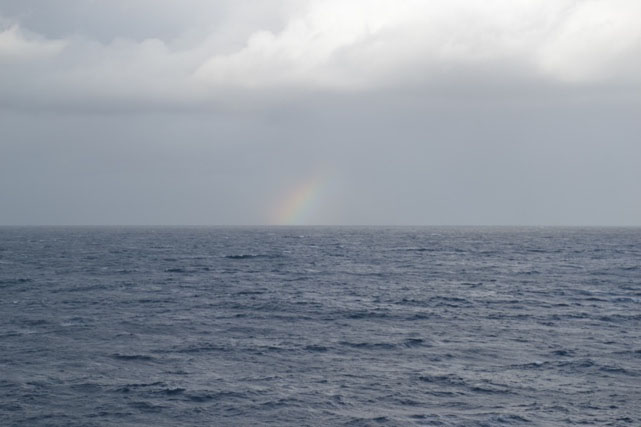 A rainbow on the vast Atlantic Ocean after sailing out of Las Palmas de Gran Canaria. Photo: A. Beniest/ UMPC