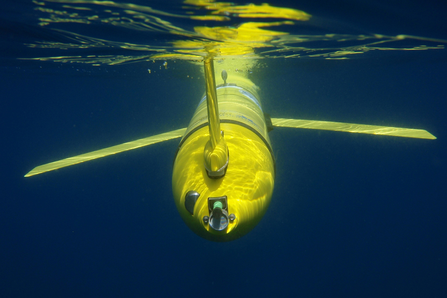Ein Gleiter, der wie im Segelflug durch die Meere schwebt. Dieser hier wurde auf der MARIA S. MERIAN Fahrt MSM18 eingesetzt. (Foto: Mario Müller, GEOMAR)