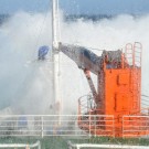 Stürme mit Orkanstärke erschwerten in den ersten Tagen die Arbeiten vor der Küste Namibias auf der METEOR-Fahrt M100-2. (Foto: Rafael Abel, GEOMAR)