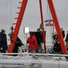 Unser erster Dreh: Eisiger Wind auf der Kieler Förde. Foto: Maike Nicolai, GEOMAR