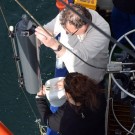 Wasserproben für den Ocean Sampling Day an der Zeitserienstation Boknis Eck. Foto: J. Steffen, GEOMAR