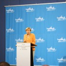 Kanzlerin Merkel spricht anläßlich der Taufe des neuen Forschungsschiffes FS Sonne (Foto: Katja Barth, CAU)