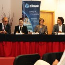 Part of the IMSCC2014 organization committee: SCIIMAR director Vitor Vasconcelos, Ana Noronha (Ciência Viva), Agnès Marhadour (CIIMAR) and Jan Seys (VLIZ, EMBCP). Photo: Christian Urban