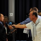Pressekonferenz zur Simulation des möglichen Wegs des Flugzeugwrackteils auf La Reunion. Foto: Jan Steffen, GEOMAR